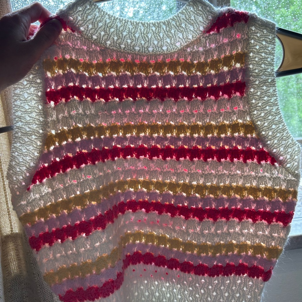 SHEIN Multicolor Striped Crochet Crop Top